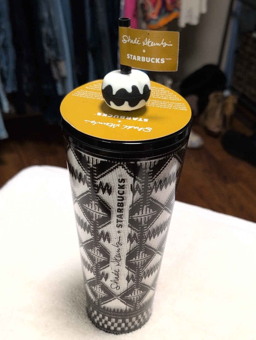 Starbucks Black & White Patterned Travel Tumbler